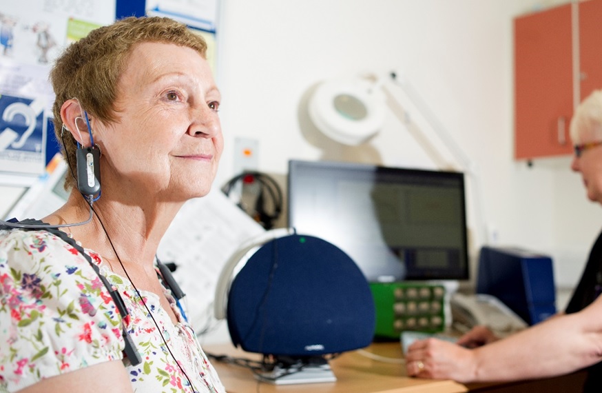 A lady at her audiology appointment