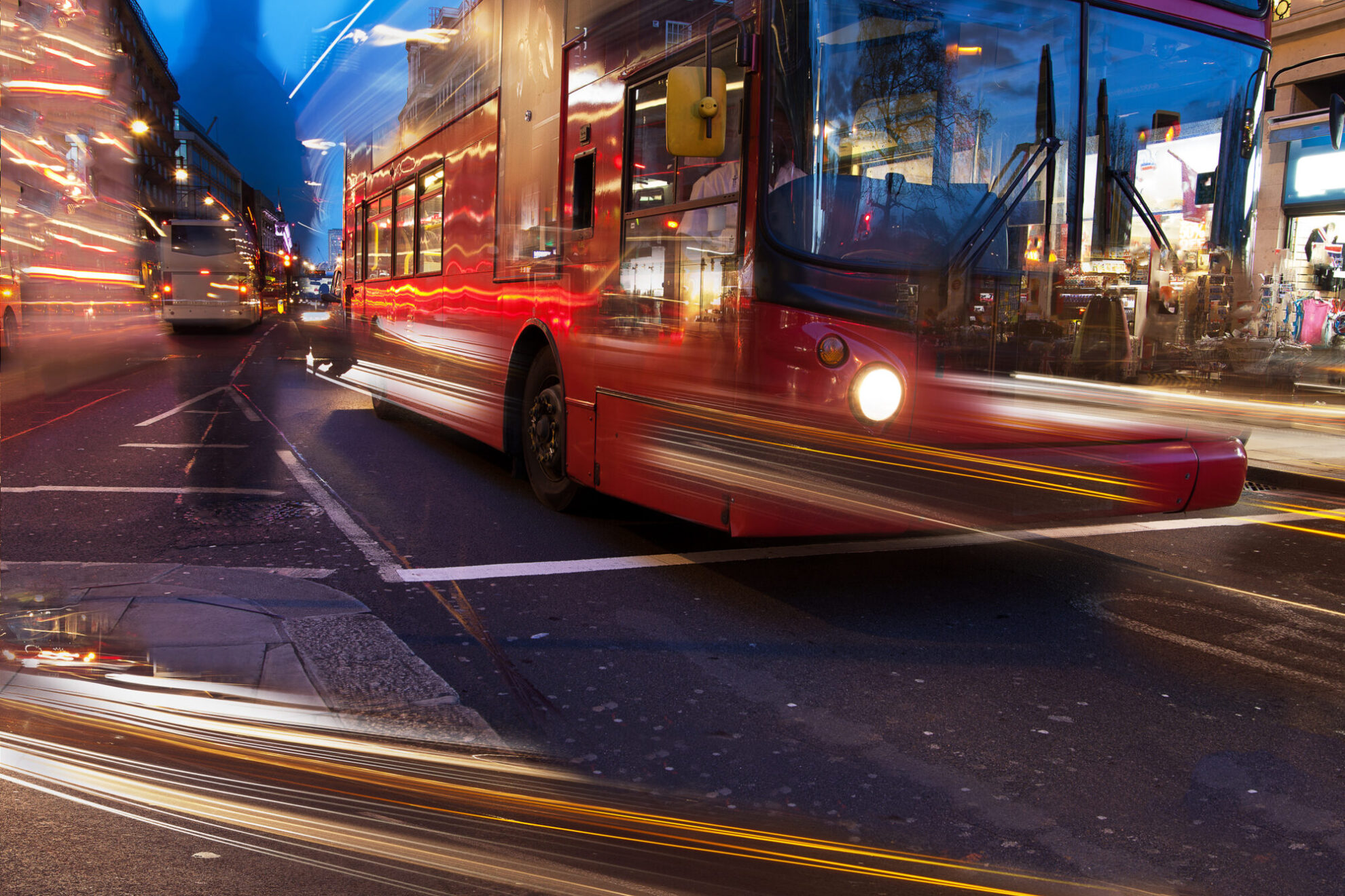 Evening in Oxford street, London, UK.