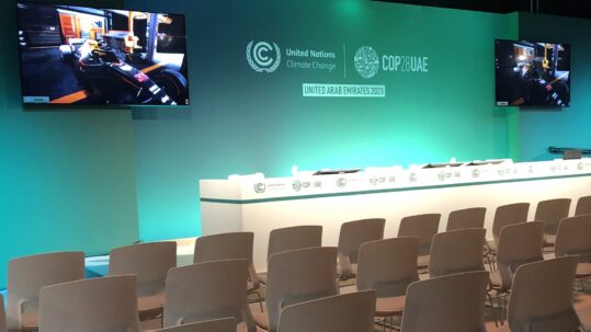 Seating and main press stage at COP28
